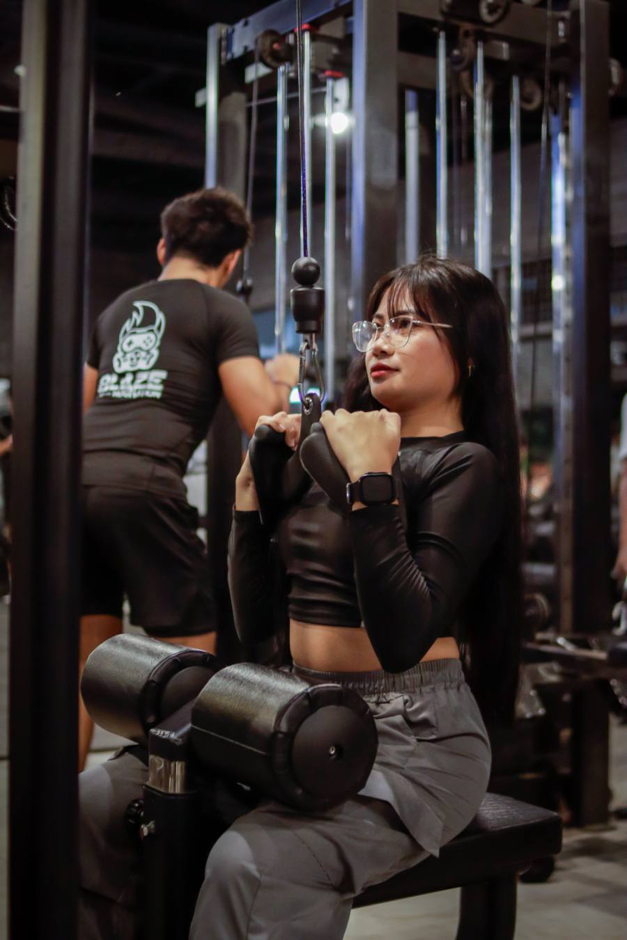 Athlete training on a cable machine
