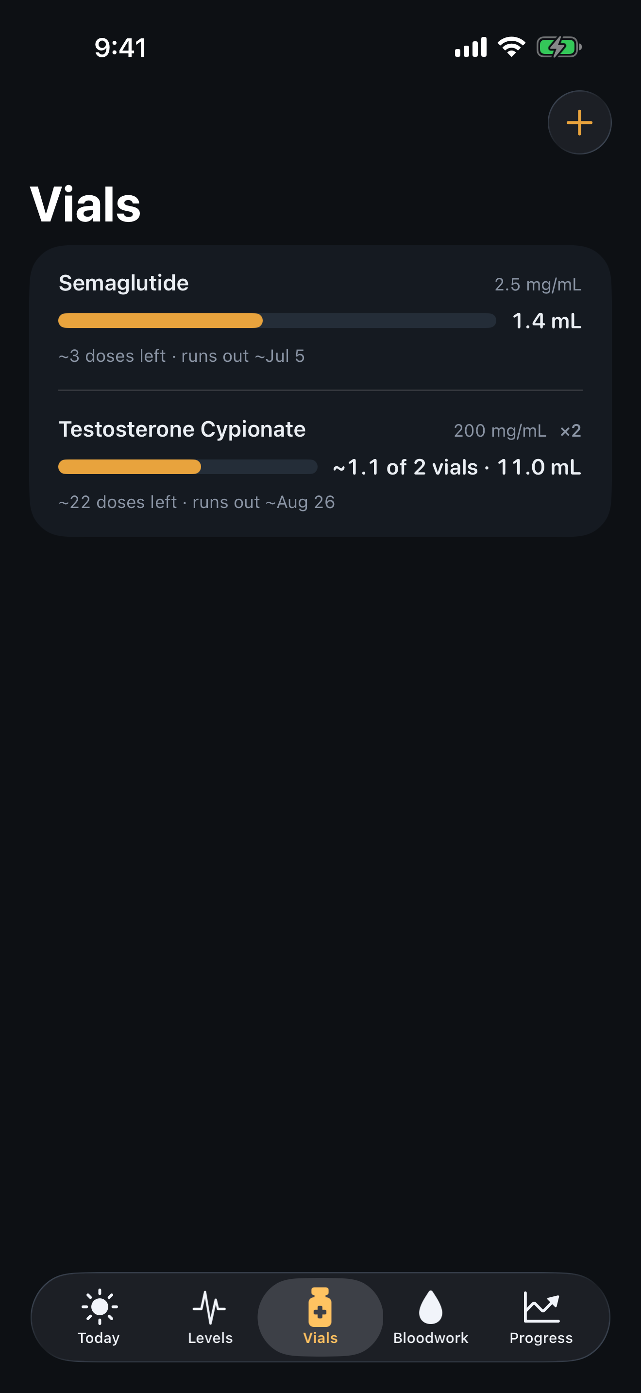 Ester — Vials screen